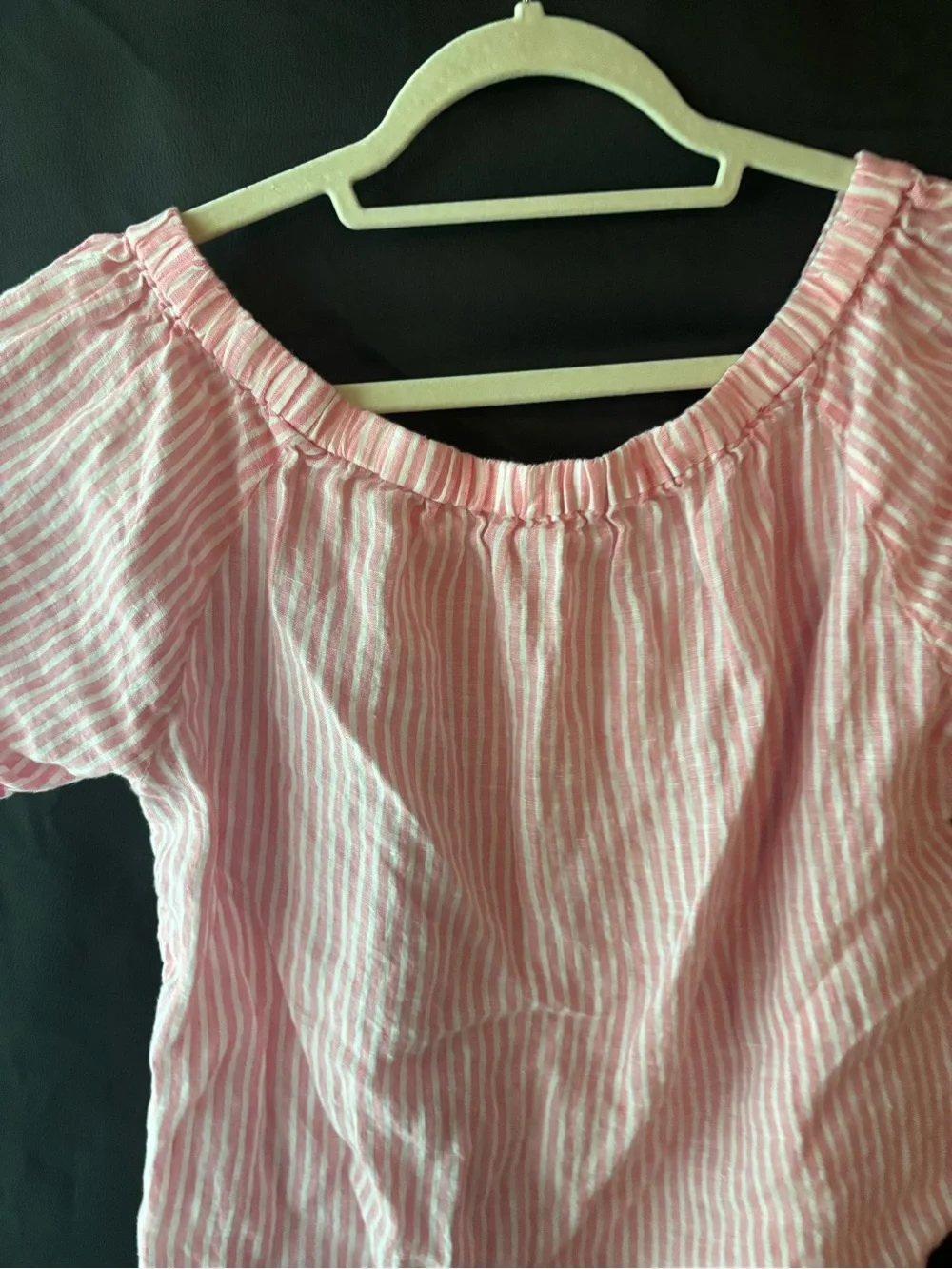 J. Crew 100% Linen Off the Shoulder Cropped Blouse